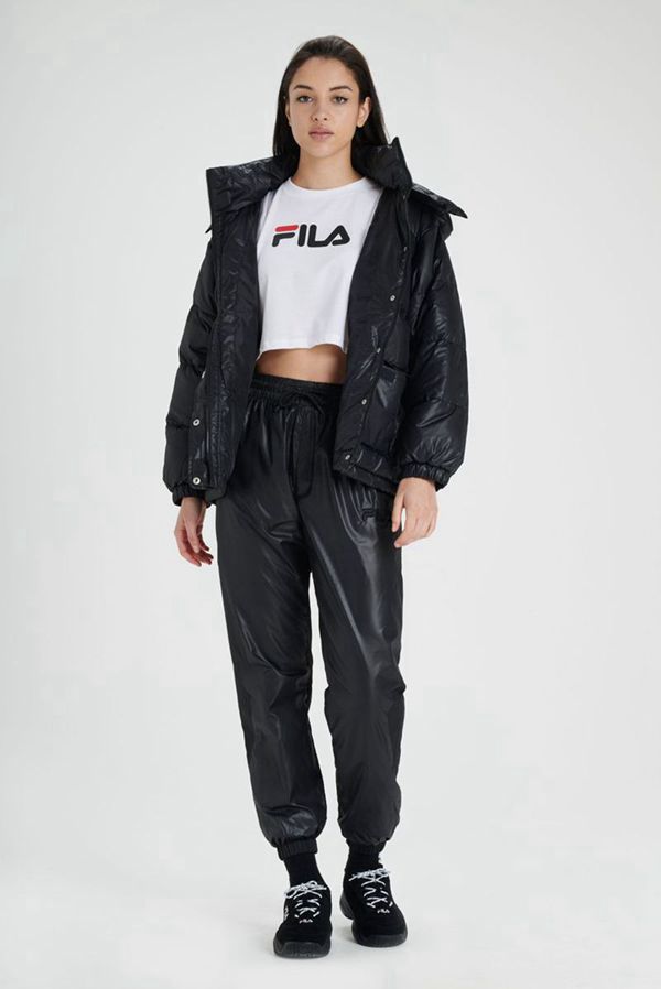 Fila Bunda Damske Čierne / Biele - Remie Puffer Vypredaj - Slovakia 89132-QMYK